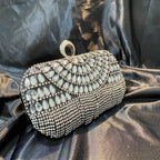Scalloped Rhinestone Box Clutch – Black front | BTendance