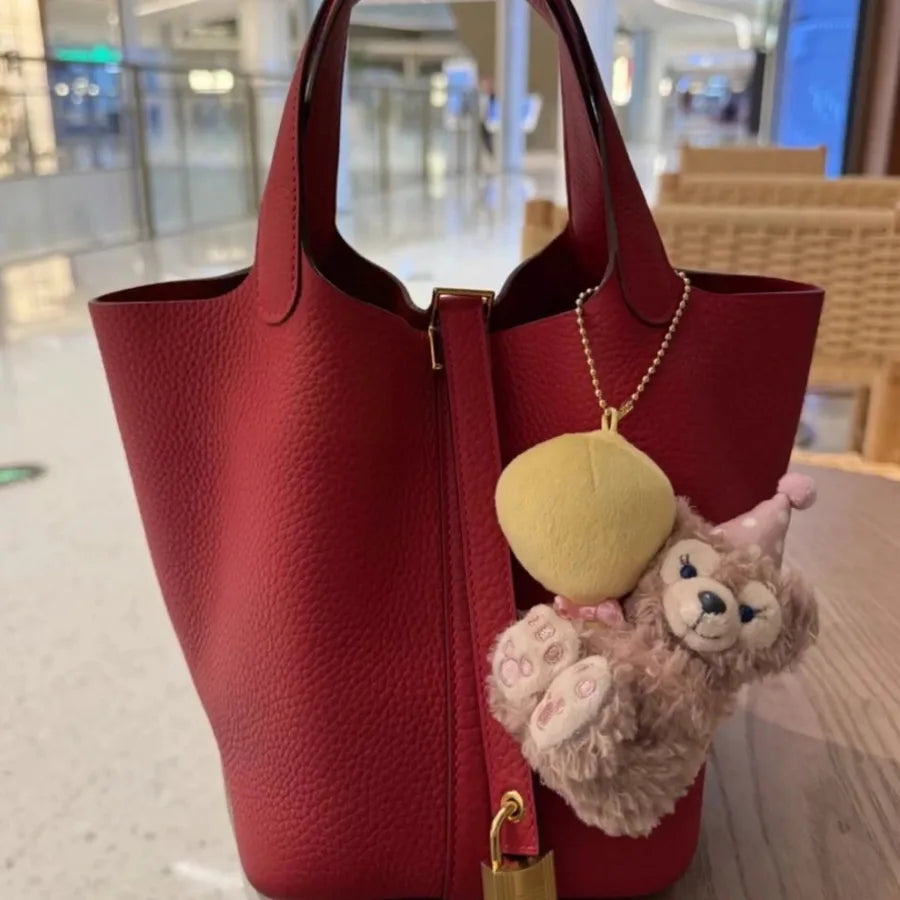 Red Faux Leather Top Handle Bucket Bag — product view | BTendance
