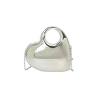 Women's Metallic Heart Clutch with Ring Handle – Silver front | BTendance