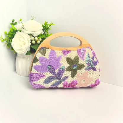 Floral Embroidered Sequin Evening Handbag — product view | BTendance