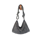Knotted Rhinestone Hobo Shoulder Bag – Black side | BTendance