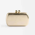 Women's Kiss-Lock Faux Leather Evening Clutch – Gold front | BTendance