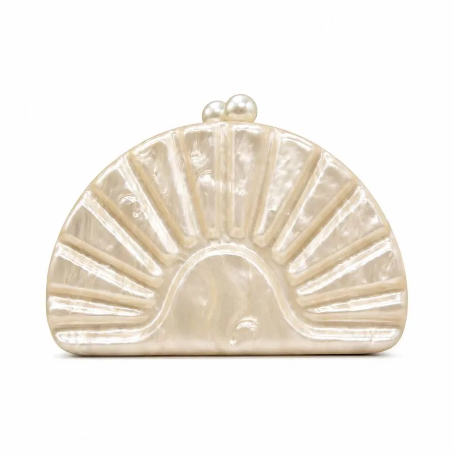 Women's Acrylic Seashell Clutch with Pearlescent Finish – Front | BTendance