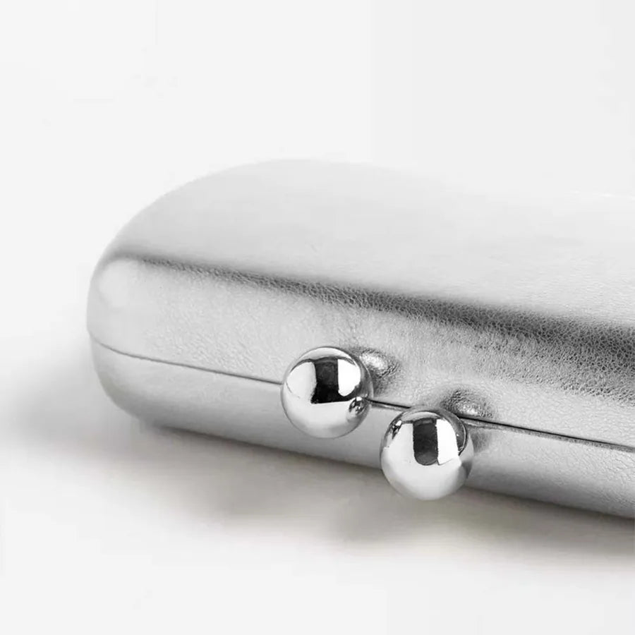 Women's Kiss-Lock Faux Leather Evening Clutch – Silver clasp detail | BTendance