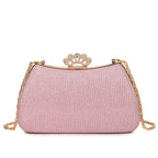 Women's Crown Clasp Rhinestone Evening Bag – Pink front | BTendance
