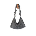 Knotted Rhinestone Hobo Shoulder Bag – Black front | BTendance