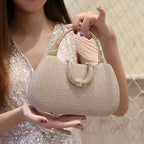Glitter Evening Handbag with Curved Top Handle – Carried by handle | BTendance