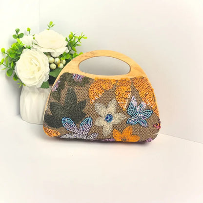Floral Embroidered Sequin Evening Handbag — product view | BTendance