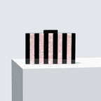 Women's Striped Acrylic Box Clutch with Chain – Pink stripe front | BTendance