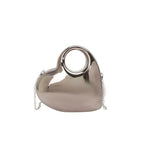 Women's Metallic Heart Clutch with Ring Handle – Gunmetal front | BTendance