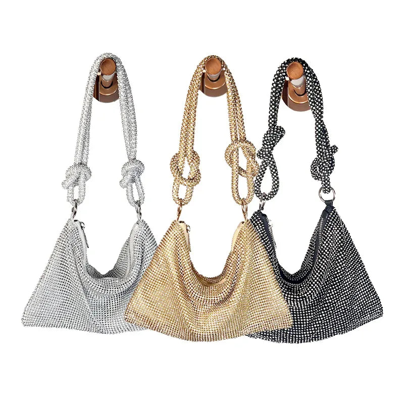 Knotted Rhinestone Hobo Shoulder Bag – Color selection | BTendance