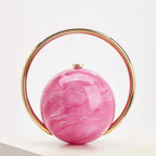 Marbled Globe Evening Bag with Orbit Handle – Rose red front | BTendance