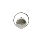 Round Acrylic Orb Bag with Faceted Ring Handle – Silver front | BTendance