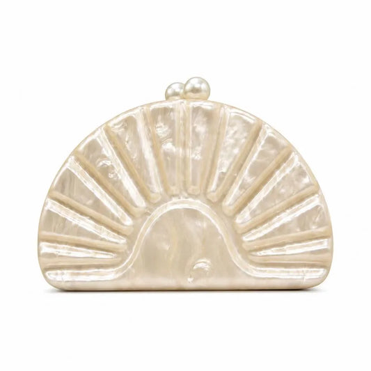 Women's Acrylic Seashell Clutch with Pearlescent Finish – Front | BTendance
