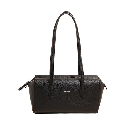 Rectangular shoulder bag with long twin handles — black on white background | BTendance
