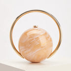 Marbled Globe Evening Bag with Orbit Handle – Light coffee front | BTendance