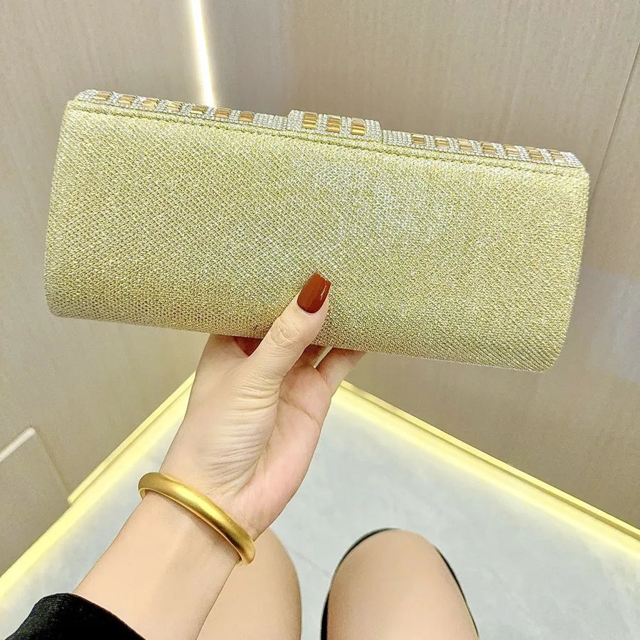 Geometric Rhinestone Flap Evening Clutch – Back | BTendance