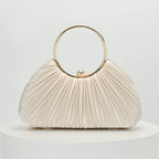 Women's Pleated Fan Evening Bag with Circular Handle – Front | BTendance