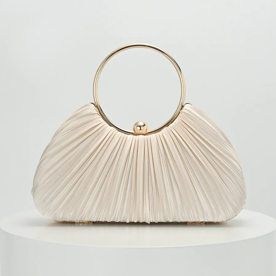 Women's Pleated Fan Evening Bag with Circular Handle – Front | BTendance
