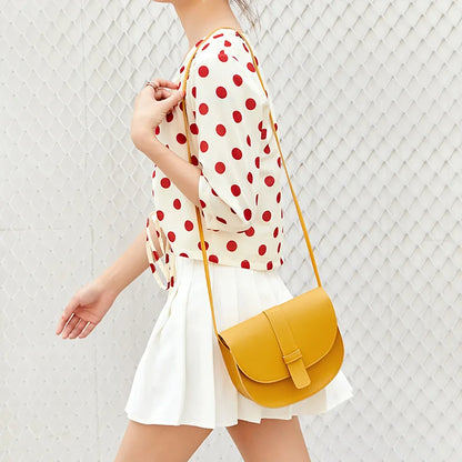 Rounded flap crossbody bag – Yellow bag worn across the body | BTendance