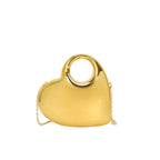 Women's Metallic Heart Clutch with Ring Handle – Gold front | BTendance
